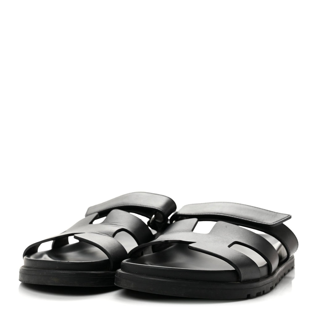 Hermès Calfskin Women's Chypre Sandals 37.5 Black