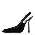Saint Laurent Velvet Women's Victoire 115 Slingback Pumps 38.5 Black