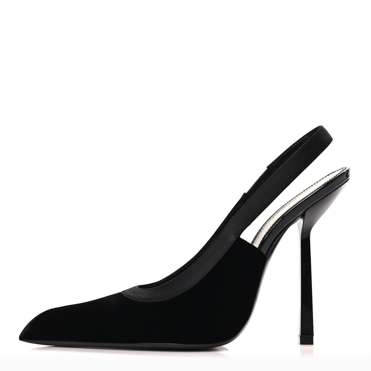 Saint Laurent Velvet Women's Victoire 115 Slingback Pumps 38.5 Black