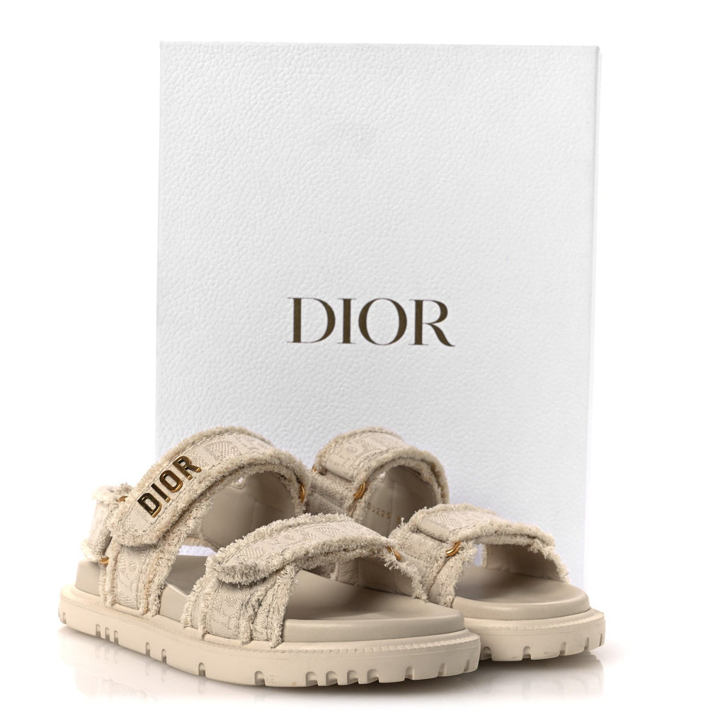 Christian Dior Cotton Women's Dioract 10mm Sandals 36 Natural