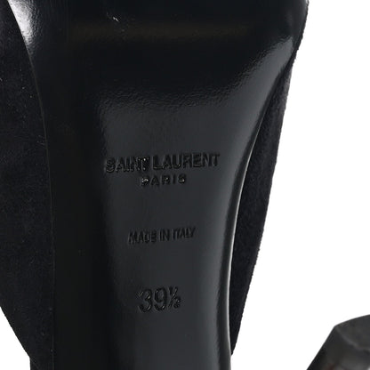 Saint Laurent Suede Women's Kid Scamosciato Sling 90 Chain Pumps 39.5 Black