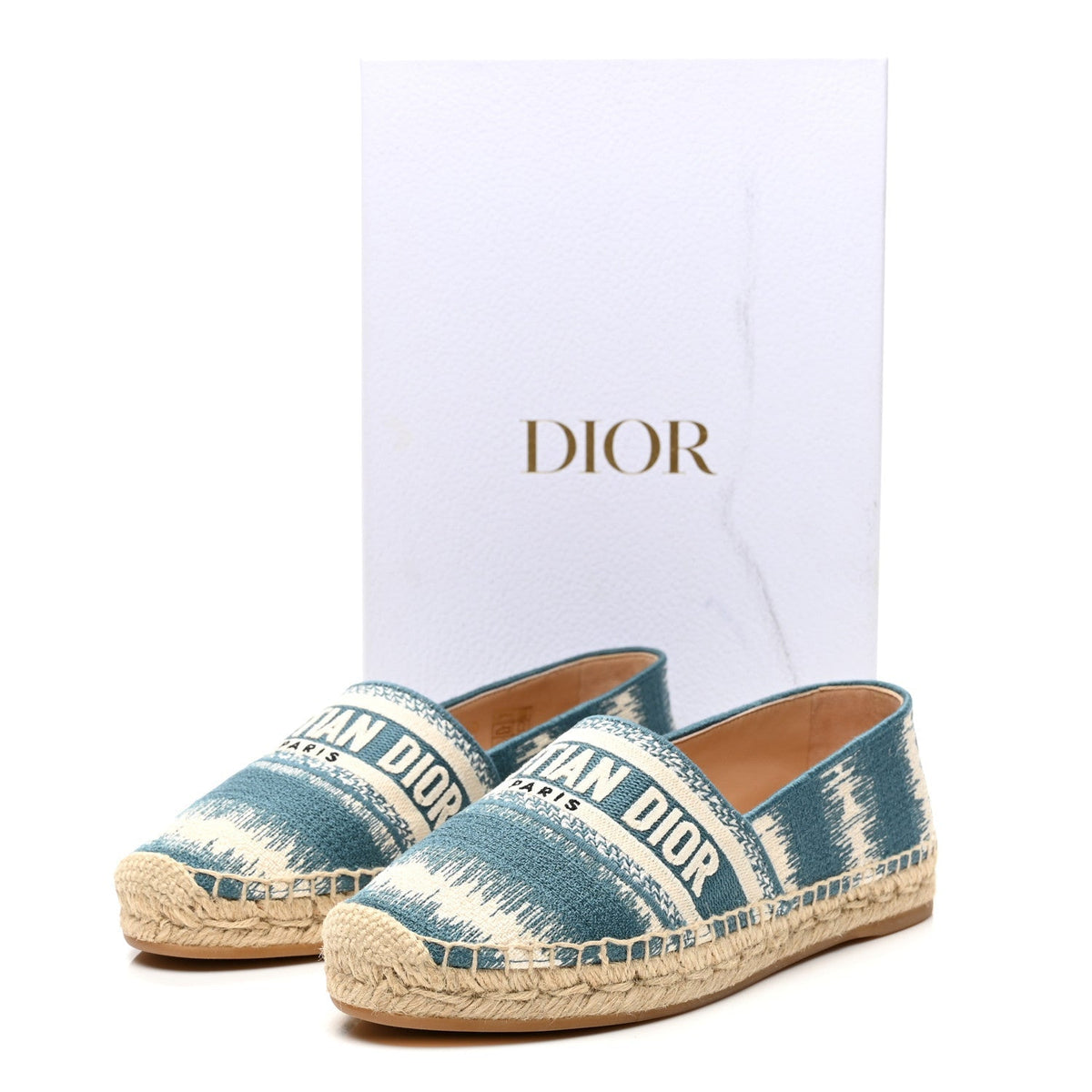 Christian Dior Cotton Women's Granville Espadrilles 37.5 Deep Ocean