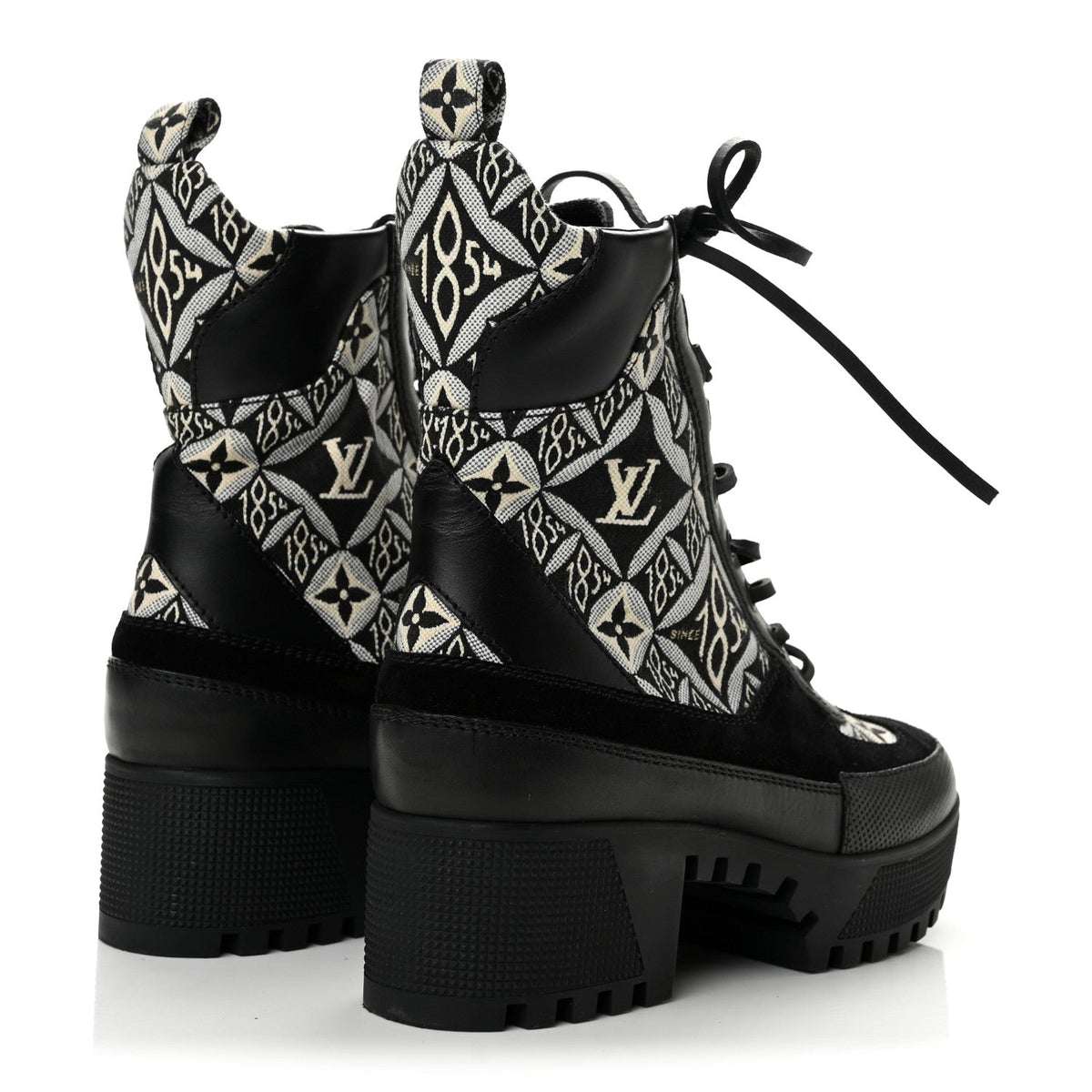 Louis Vuitton Suede Jacquard Women's Laureate Desert Boots 35.5 Black