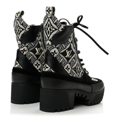 Louis Vuitton Suede Jacquard Women's Laureate Desert Boots 35.5 Black