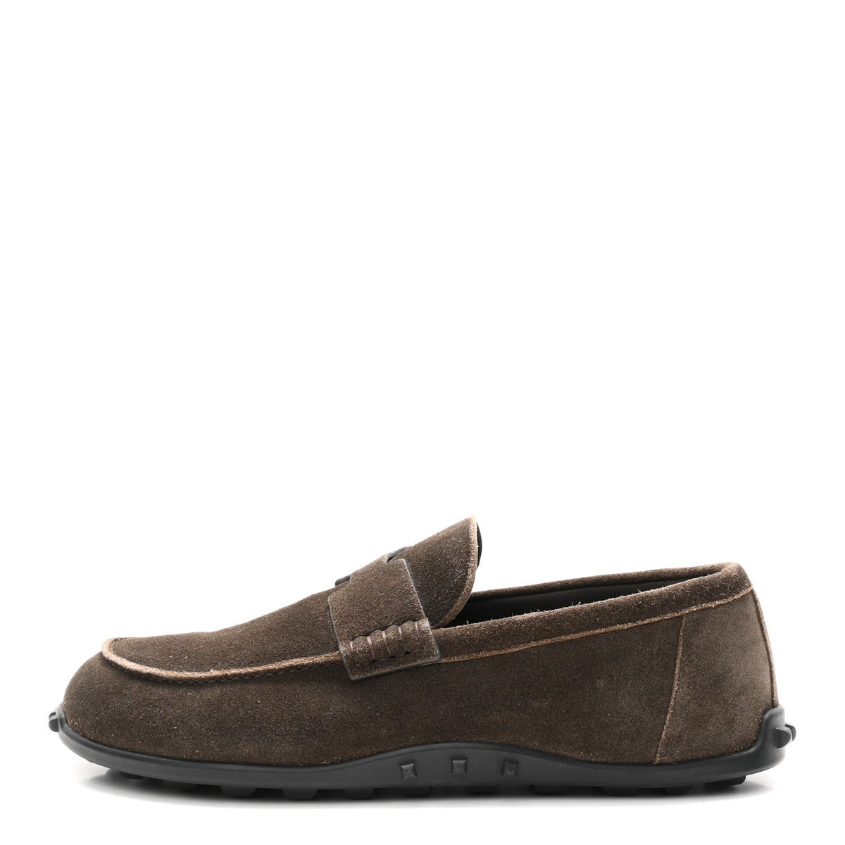 Hermes Suede Calfskin Men's Lazy Loafers 42 Ecorce