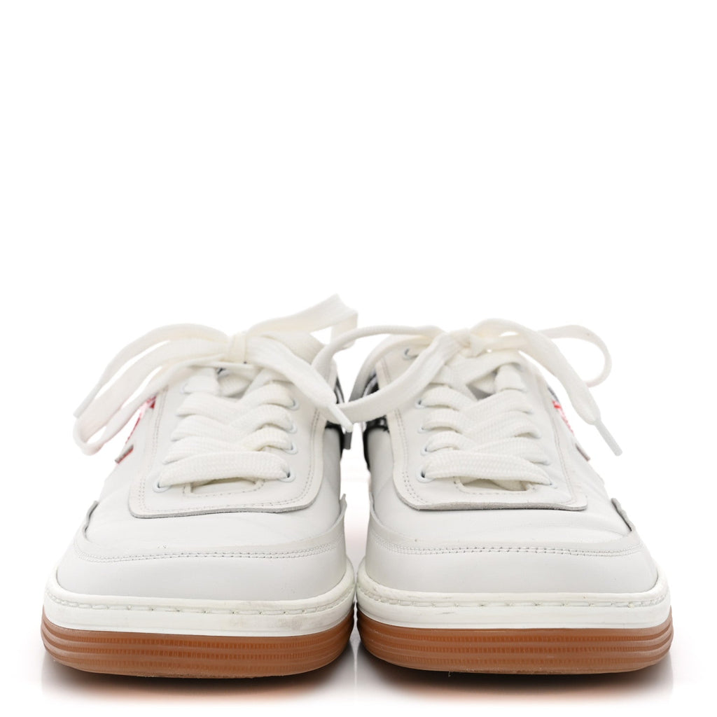Chanel Calfskin Patent Women's CC Sneakers 38 White Black Red