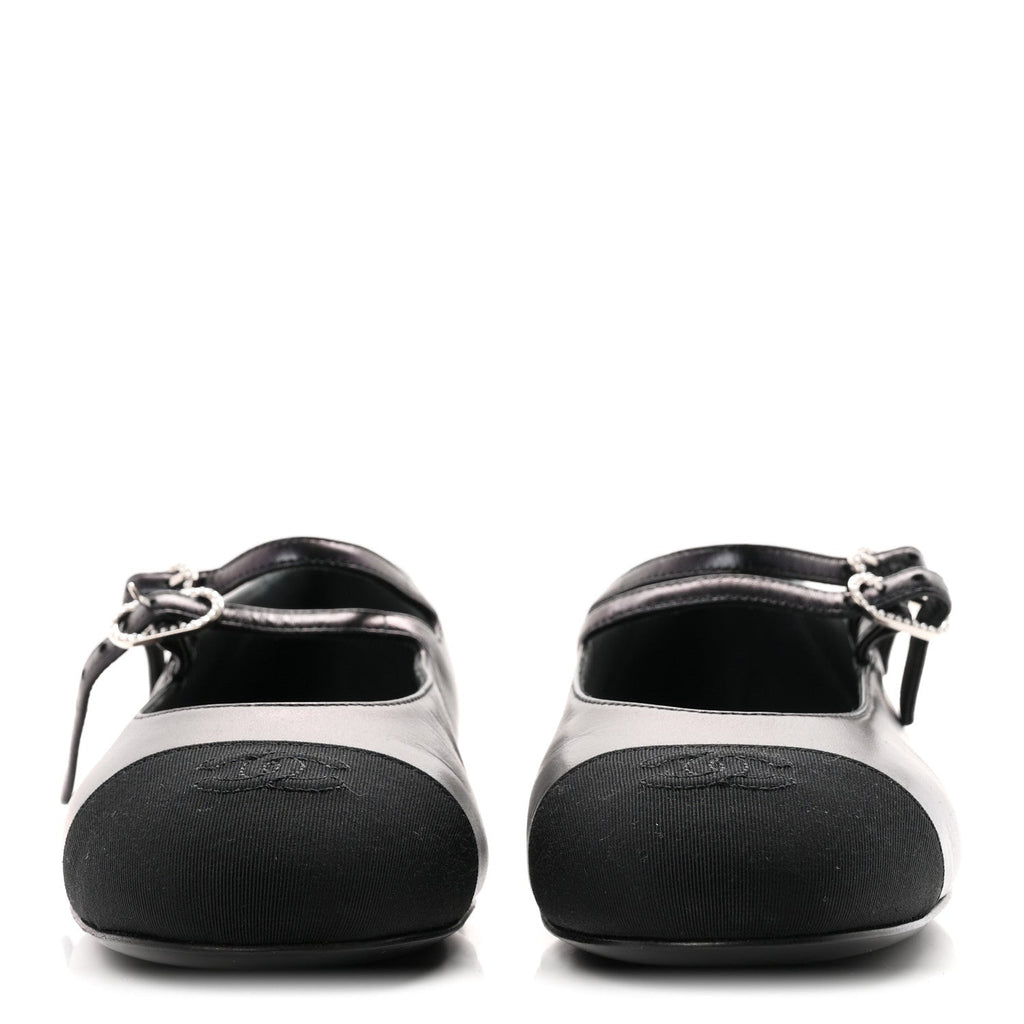 Chanel Lambskin Grosgrain Pearl Mary Jane Women's Flats Black