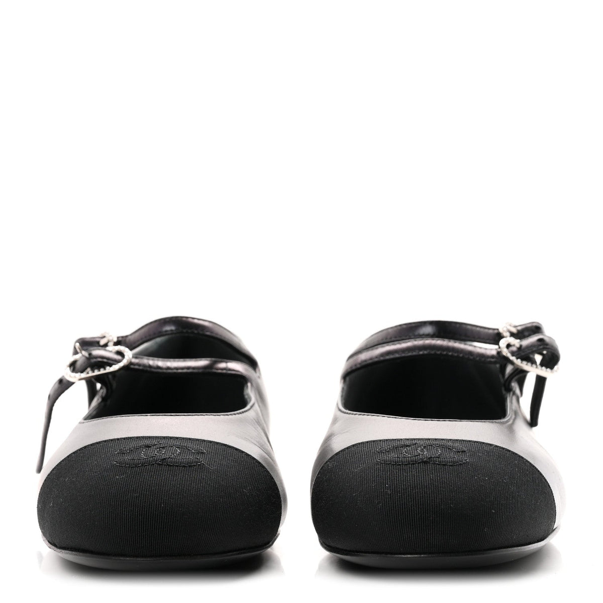 Chanel Lambskin Grosgrain Pearl Mary Jane Women's Flats Black