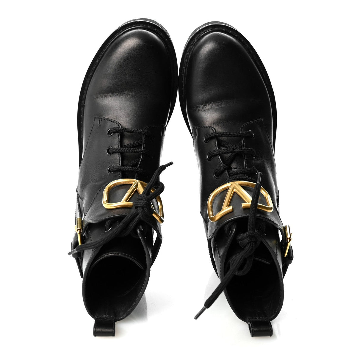 Valentino Garavani Calfskin VLOGO Women's Combat Boots 38.5 Black