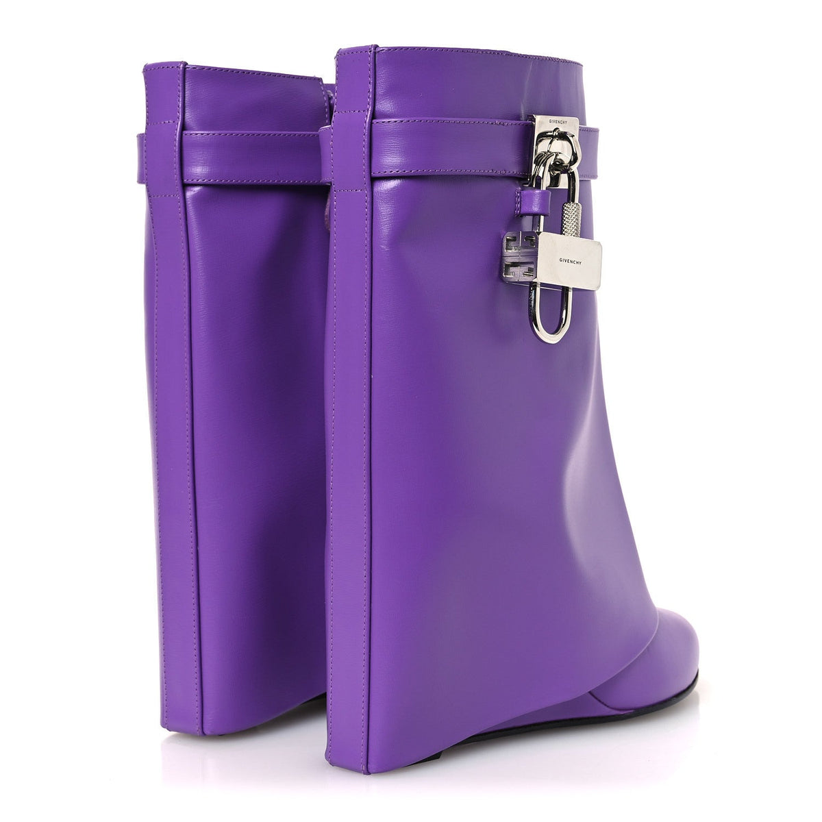Givenchy Calfskin Women's Shark Lock Ankle Boots 35 Ultraviolet