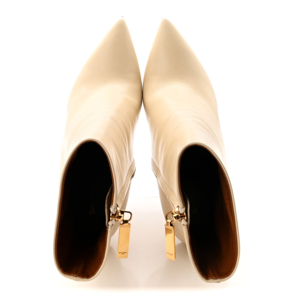 Saint Laurent Calfskin Women's Opyum 110 Ankle Boots 37.5 Real Beige