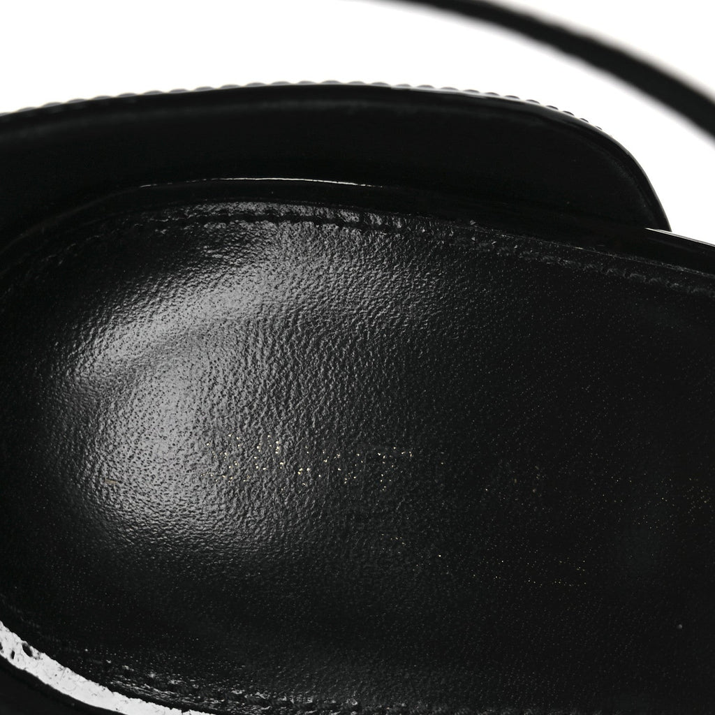 Saint Laurent Patent Calfskin Women's Opyum 110 Sandals 40.5 Black Gold