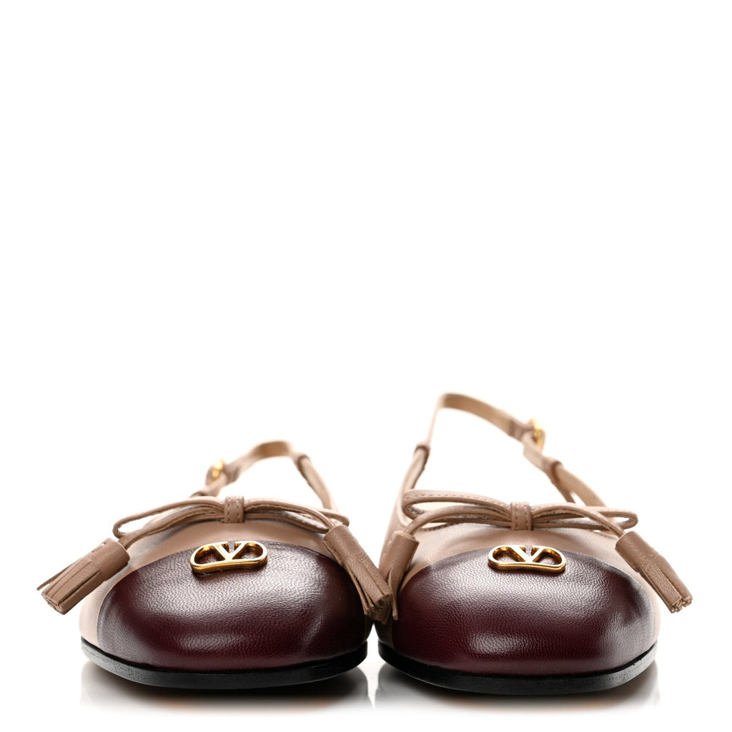 Valentino Garavani Calfskin Women's VLogo Valet Du Roi Flats 38 Pink Garnet
