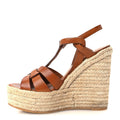 Saint Laurent Calfskin Women's Tribute 95 Platform Sandals 37 Brown