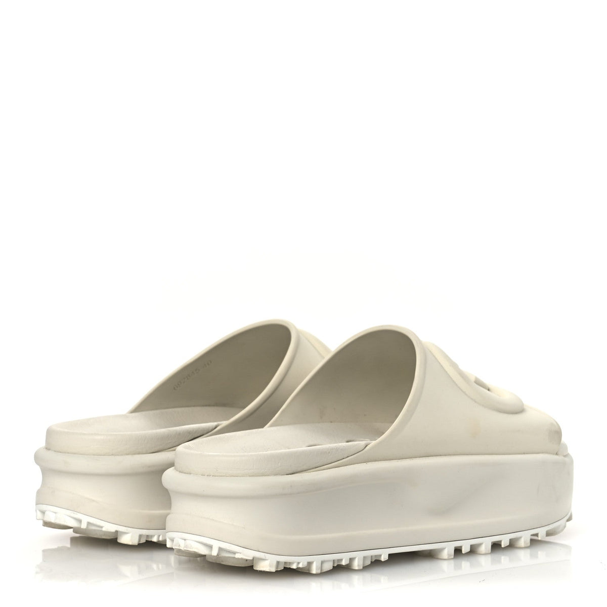 Gucci Rubber Women's Interlocking G Platform 42mm Slide Sandals 40 Off White