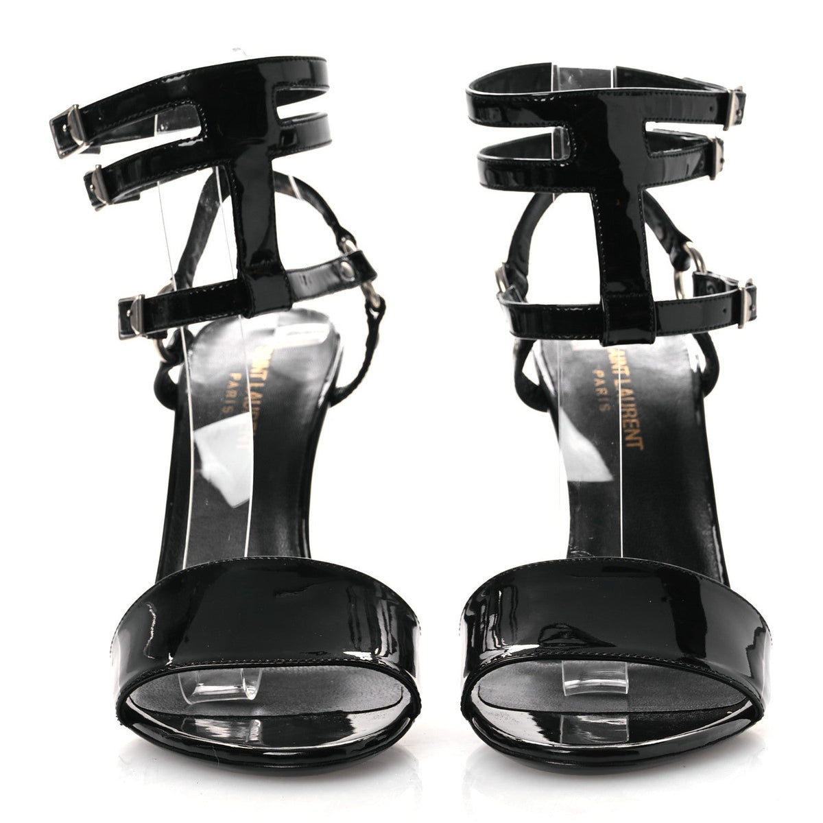 Saint Laurent Patent Calfskin Women's Fetish 105 Sandal 39 Black