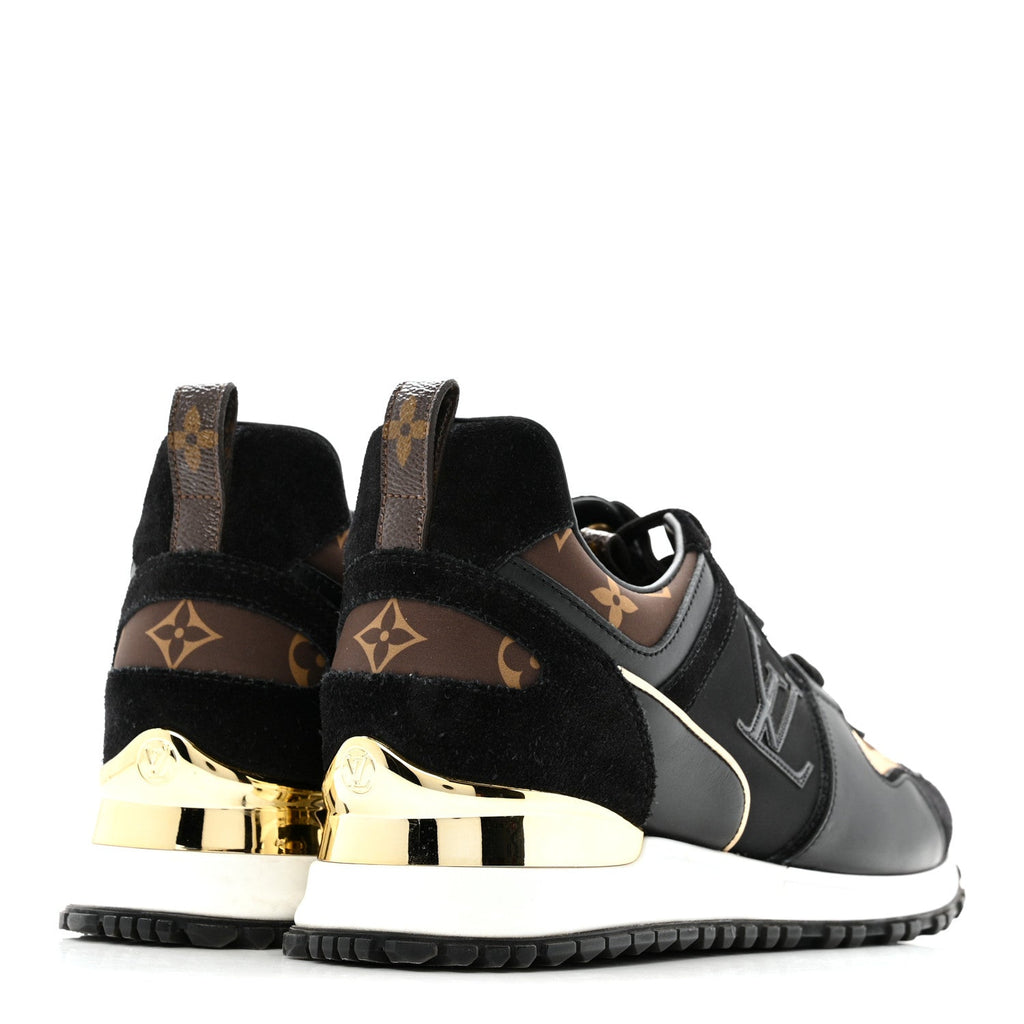 Louis Vuitton Suede Calfskin Recycled Monogram Nylon Women's Run Away Sneakers 39 Black