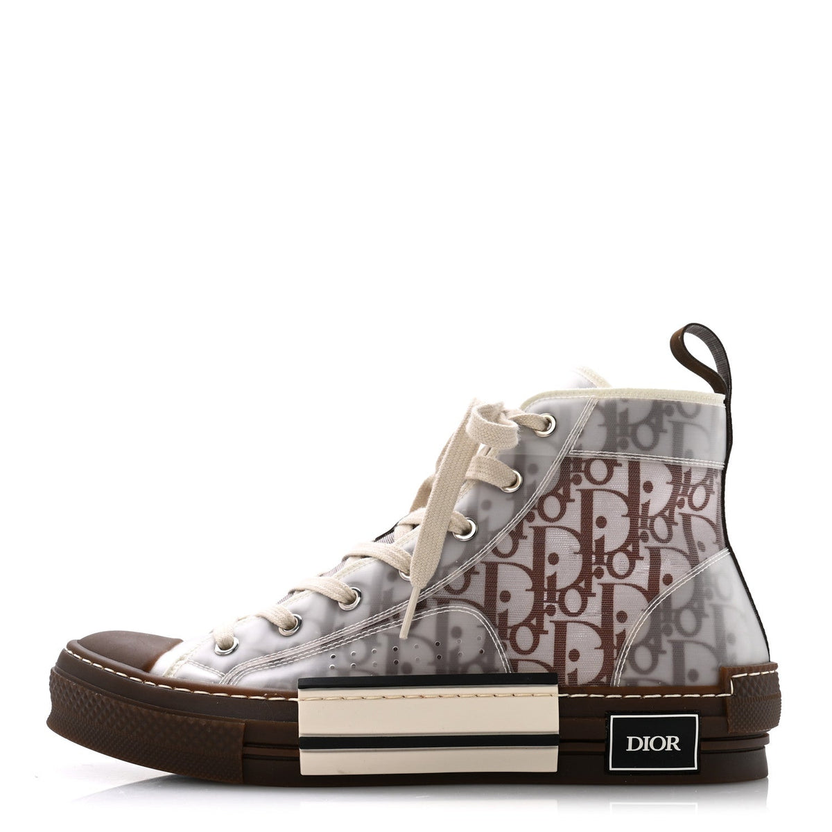 Christian Dior Technical Canvas Men's Oblique B23 High Top Sneakers 42 Brown Beige