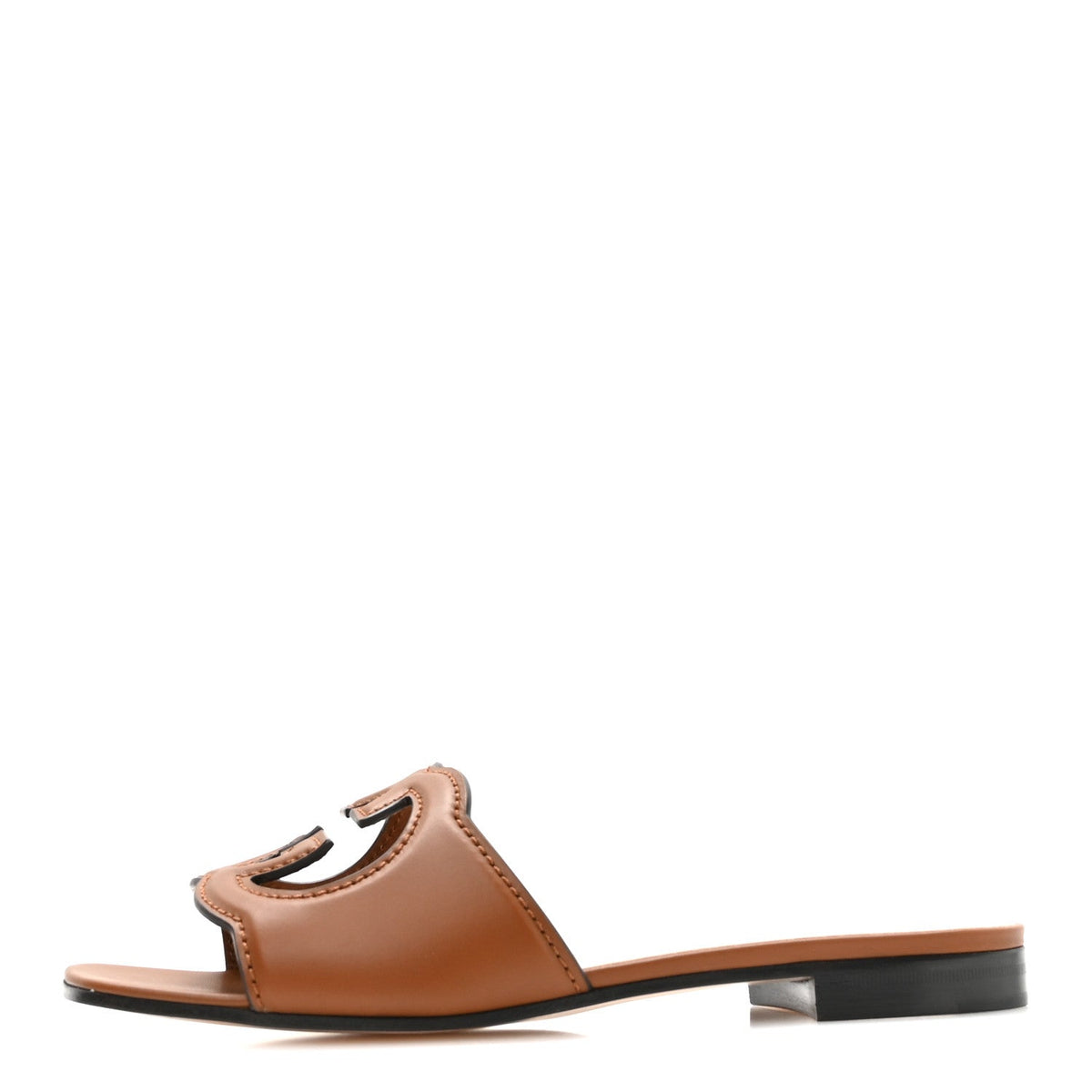 Gucci Softy Calfskin Women's Interlocking G Slide Sandals 36.5 Cuir