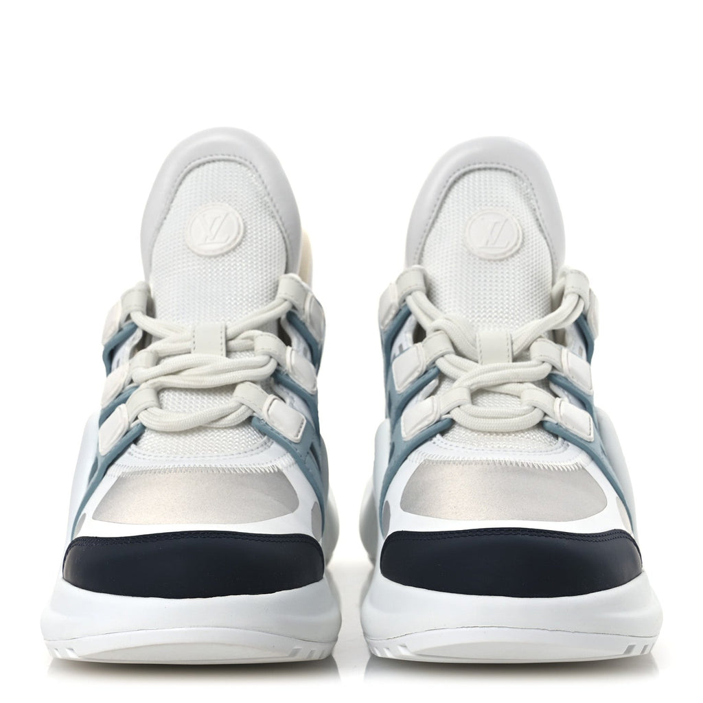Louis Vuitton Calfskin Technical Nylon Women's LV Archlight Sneakers 38 White Blue Gris
