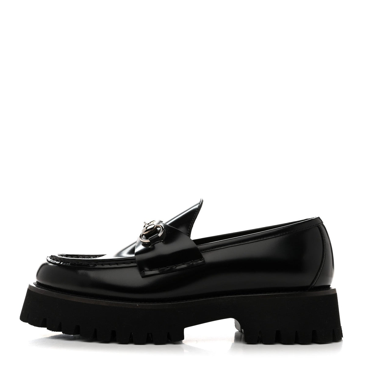 Gucci Cordovan Lux Women's Horsebit 45mm Platform Loafers 39.5 Black