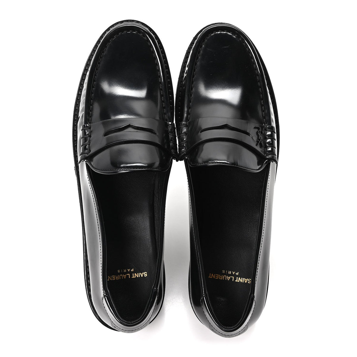 Saint Laurent Glazed Calfskin Men's Master Le Loafer 15 Moccasins 43 Black