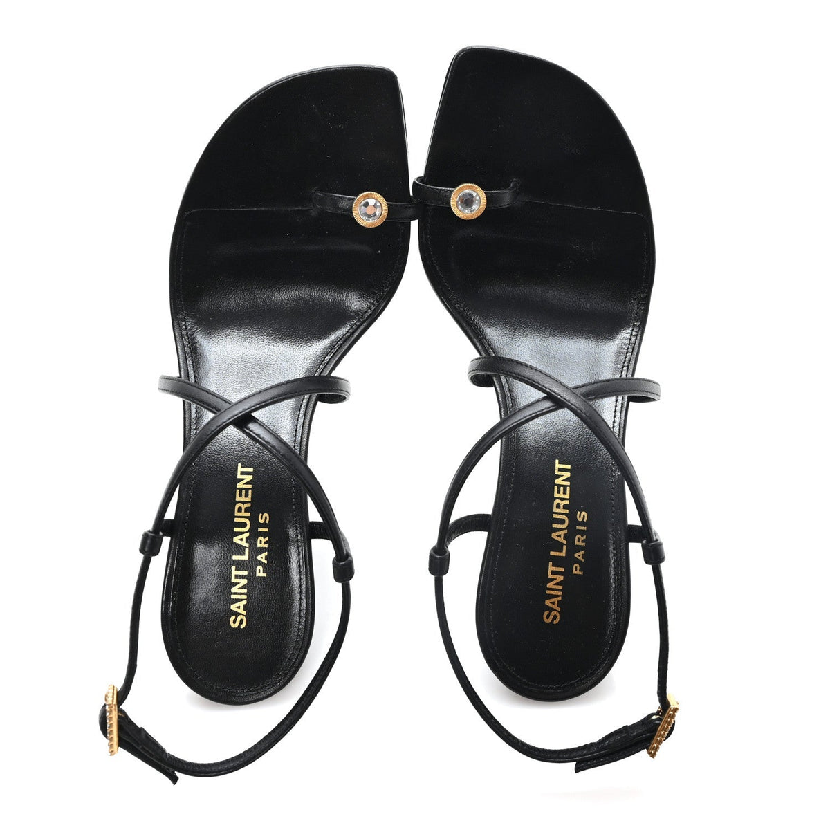 Saint Laurent Calfskin Women's Egado Date 110 Sandals 35 Black