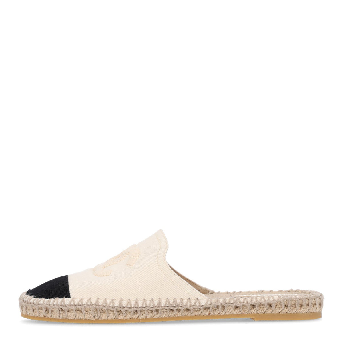 Denim CC Espadrille Mules White Black
