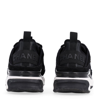 Chanel Suede Calfskin Nylon Grosgrain CC Women's Sneakers Black
