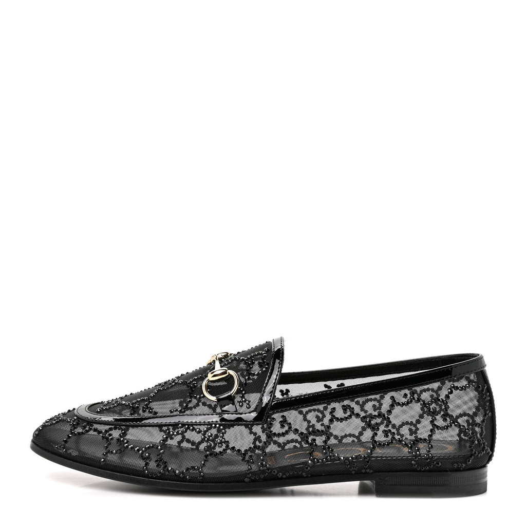 Gucci Tela Retino Kid Scamosciato Women's Jordaan Loafers 35.5 Black
