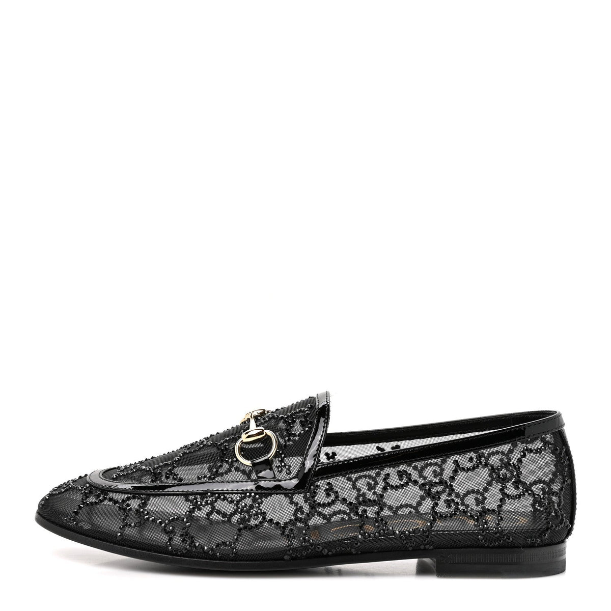 Gucci Tela Retino Kid Scamosciato Women's Jordaan Loafers 35.5 Black