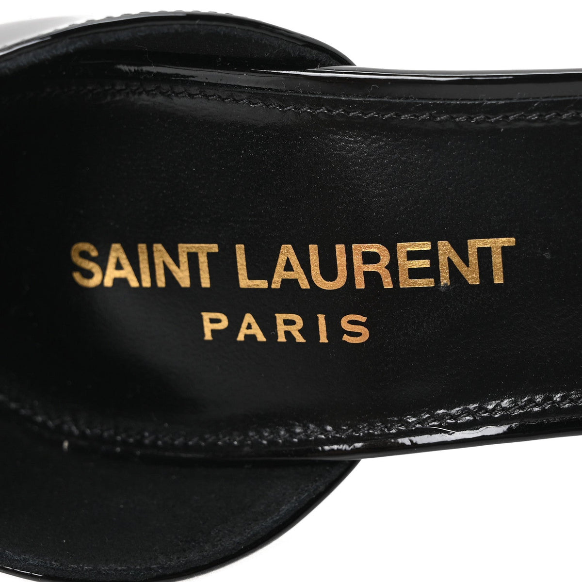Saint Laurent Patent Calfskin Women's Opyum 85 Sandals 36 Black