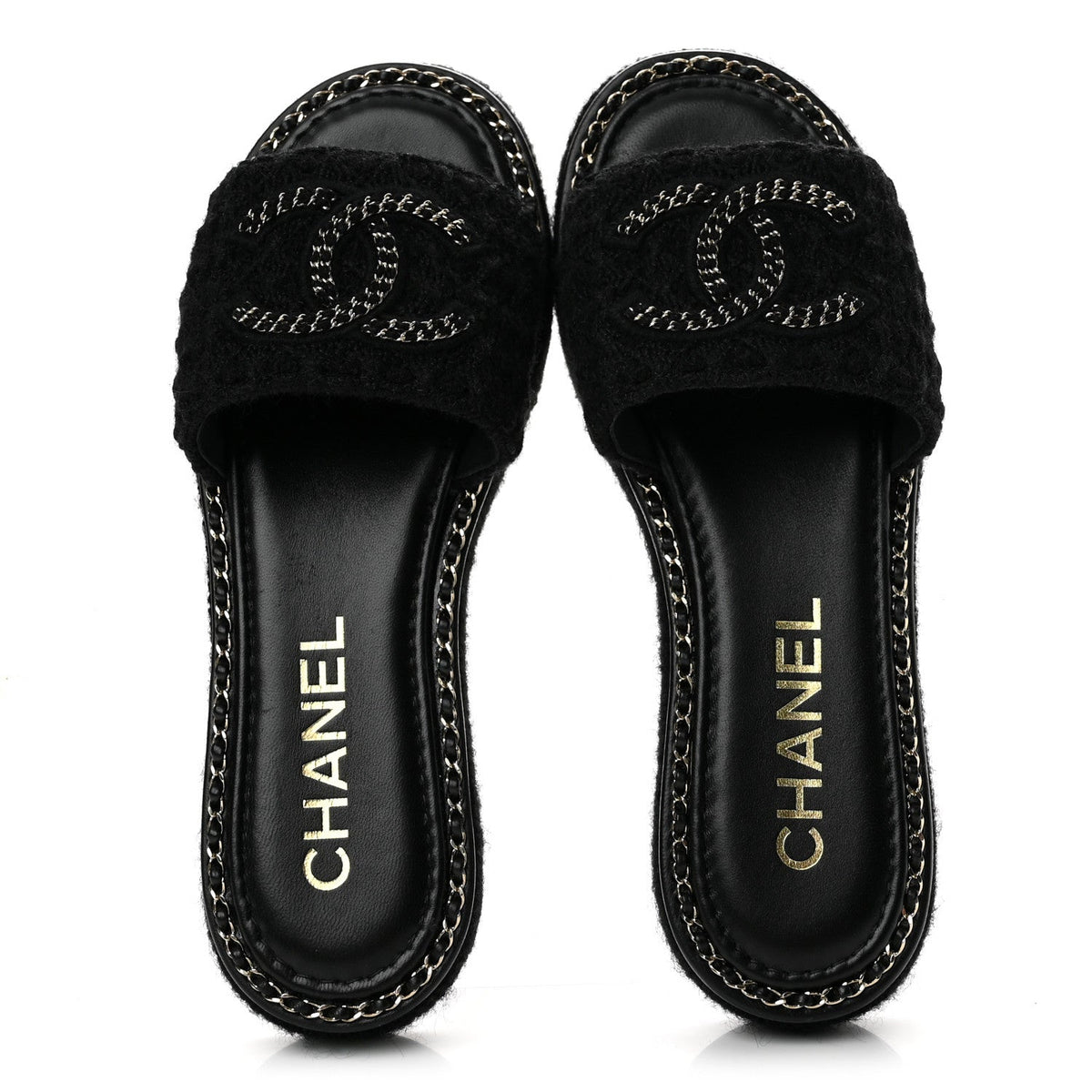 Chanel Wool Alpaca Chain CC Women's Shoes