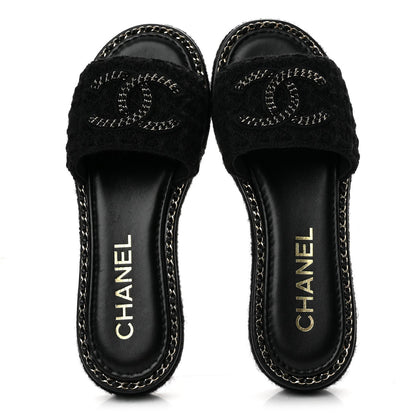 Chanel Wool Alpaca Chain CC Women's Shoes