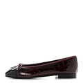 Crocodile Embossed Patent Cap Toe Ballerina Flats Dark Burgundy Black