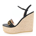 Gucci Nappa Matelasse Women's GG Marmont 45/130mm Espadrille Wedges 39.5 Black