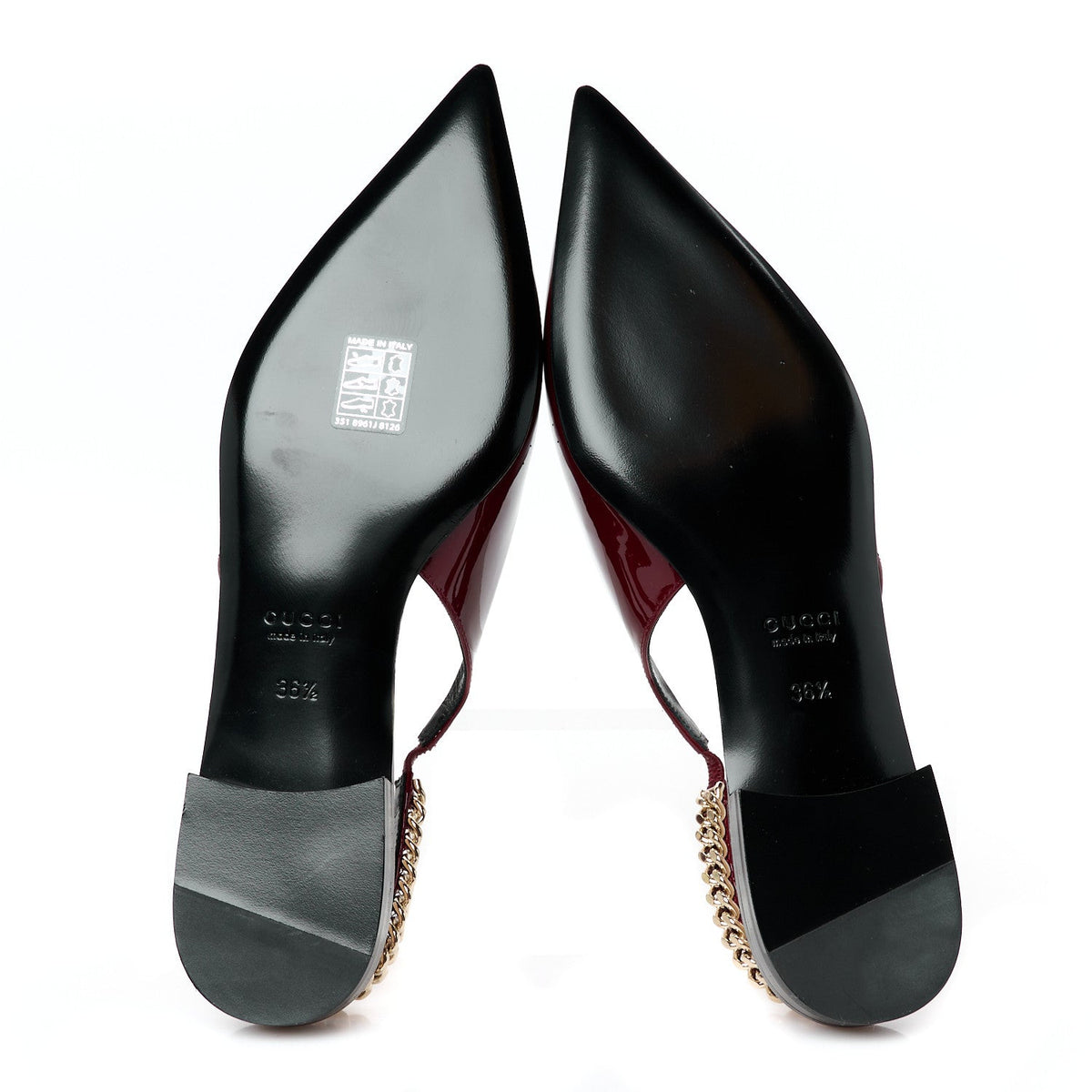 Gucci Patent Women's Signoria Slingback Ballet Flats 36.5 Rosso Ancora