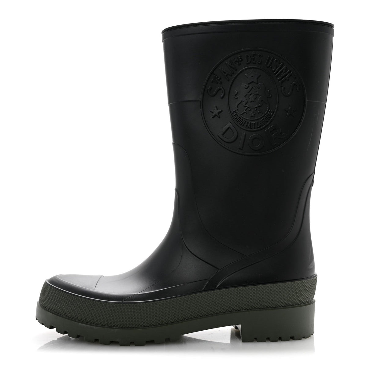 Dior Rubber Women's Diorunion Rain Boots 38 Black Military
