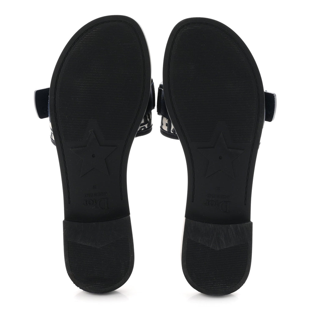 Christian Dior Nylon Women's Oblique Dio(r)evolution Slide Sandals 39 Deep Blue