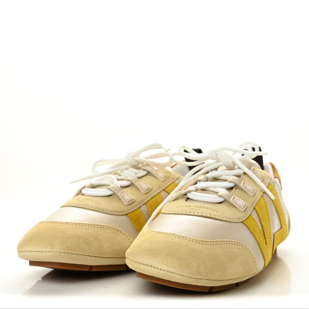 Louis Vuitton Suede Calfskin Women's LV Sneakerina 37 Light Beige Yellow