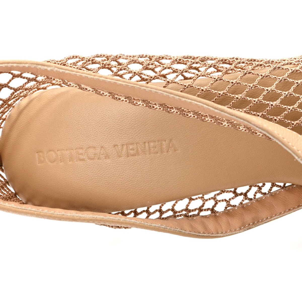 Bottega Veneta Mesh Calfskin Women's Chain Stretch Pumps 38 Beige
