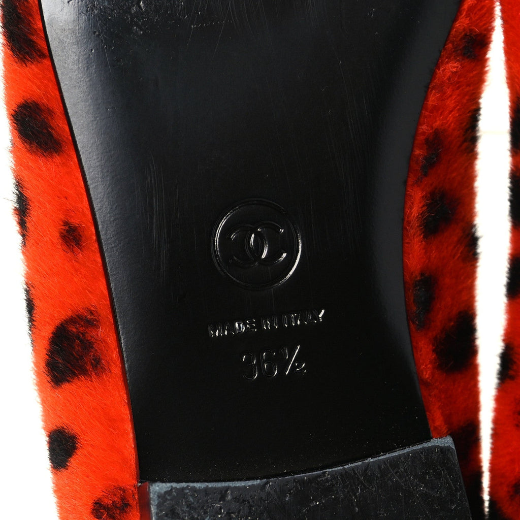 Chanel Pony Hair Cap Toe CC Ballerina Women's Shoes