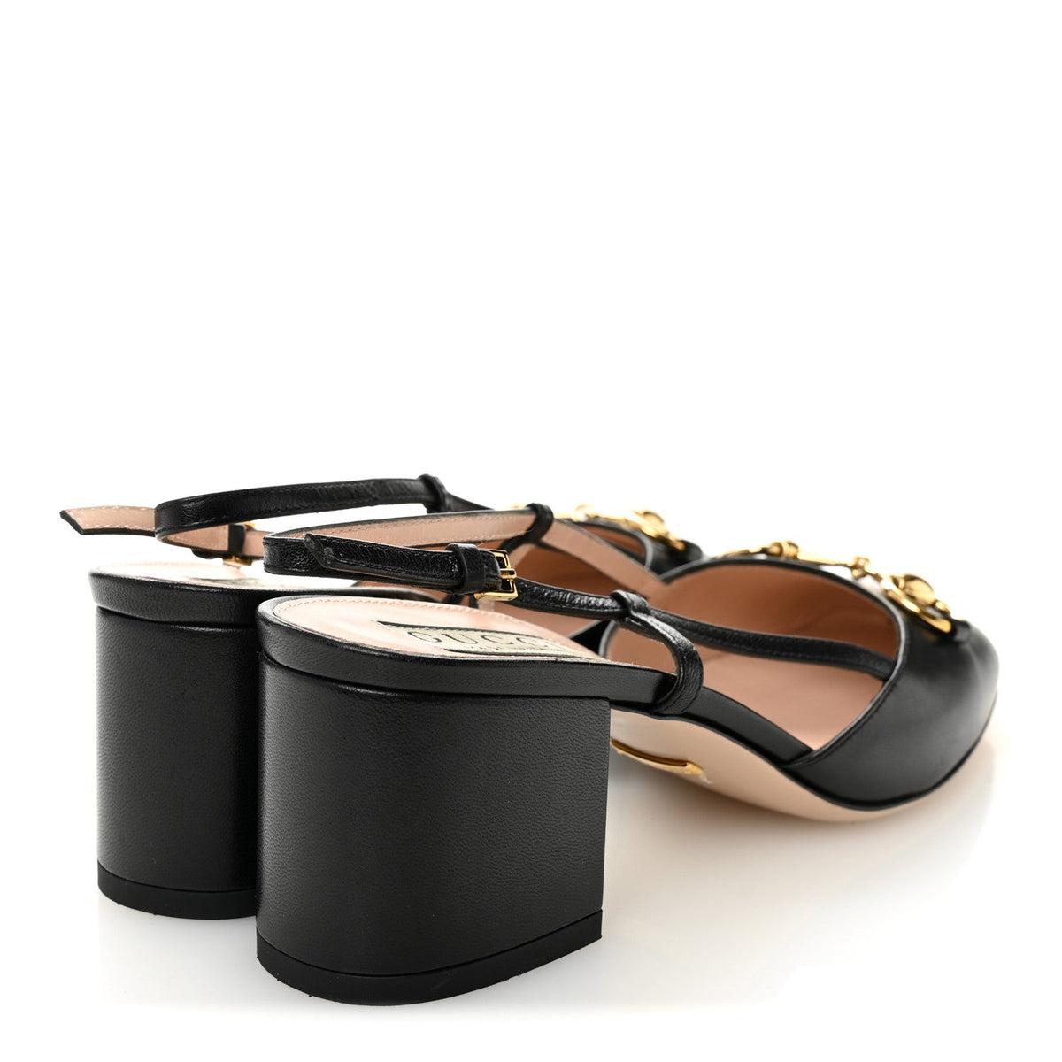 Gucci Malaga Kid Calfskin Women's Horsebit 70mm Slingback Pumps 36 Black