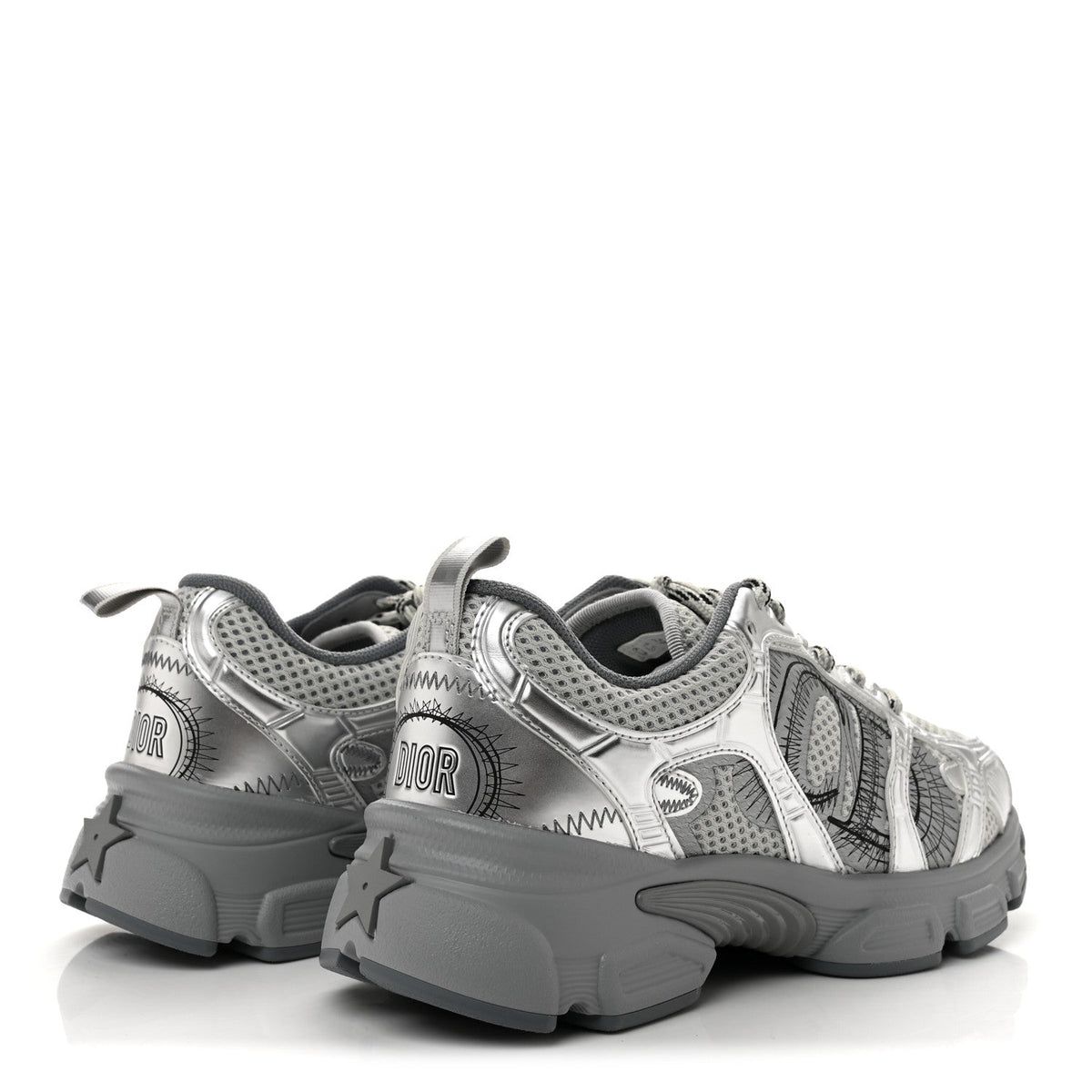 Christian Dior Technical Mesh Women's Chrono Sneakers 38.5 Silver