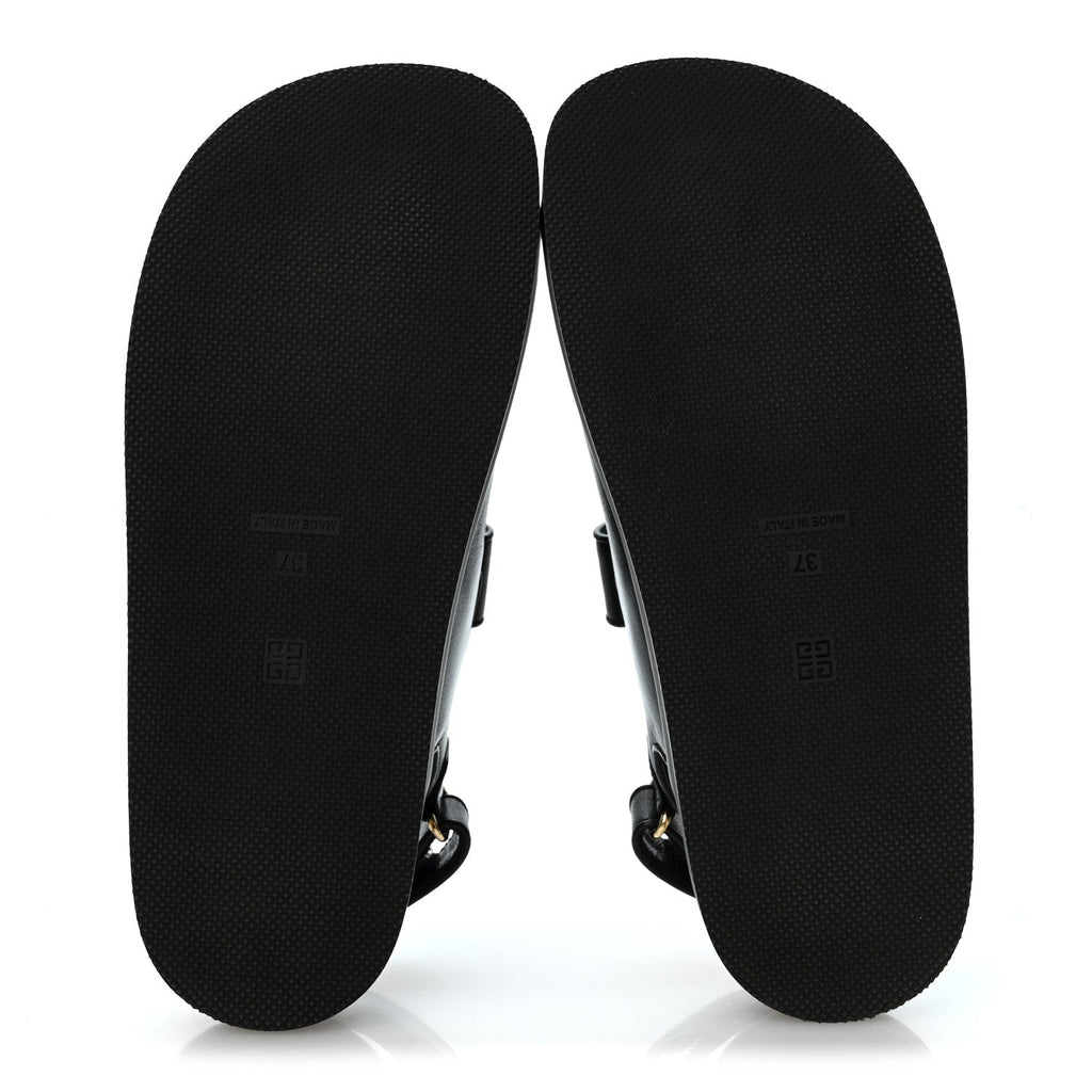 Givenchy Calfskin Women's 4G Strap Flat Sandals 37 Black