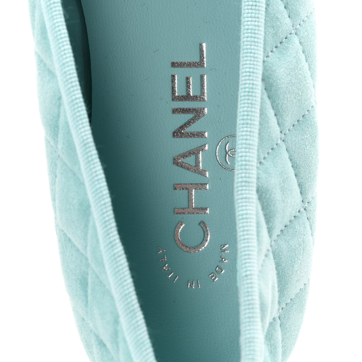 Chanel Suede Calfskin Quilted Cap Toe CC Women's Ballerina Flats