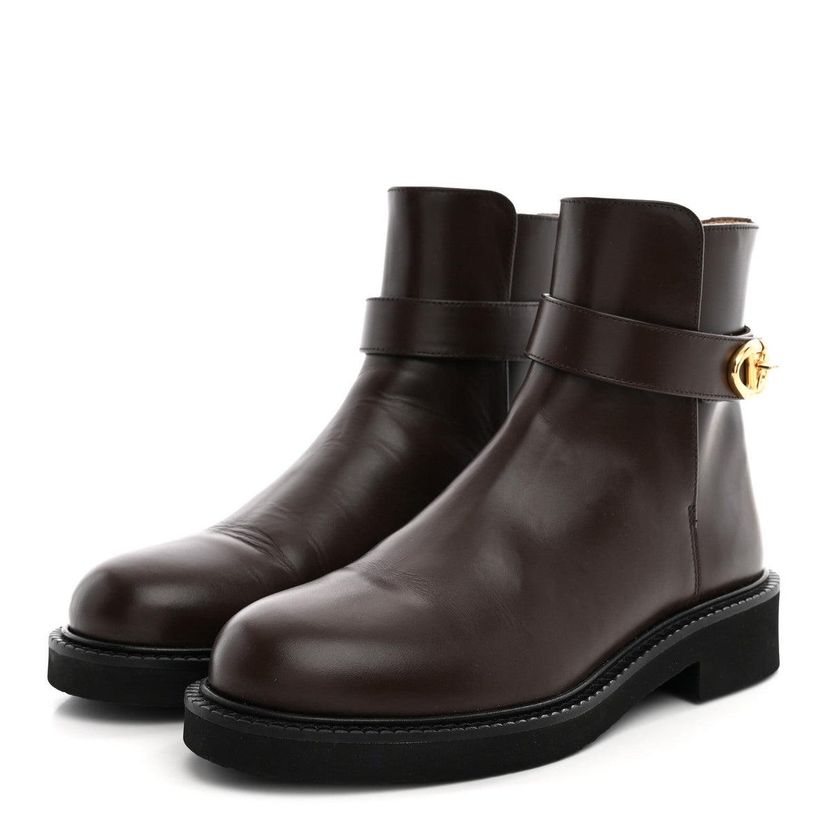 Valentino Garavani Calfskin Women's VLogo Locker 40mm Ankle Boots 36.5 Brown
