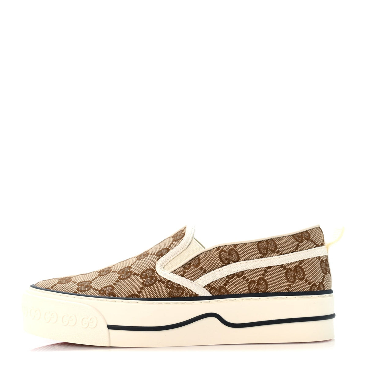 Gucci Canvas Women's GG Monogram 1977 Tennis Slip On Sneakers 35.5 Beige