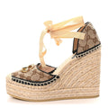 Gucci Canvas Women's GG Marmont Platform Espadrille Wedges 37.5 Beige Black