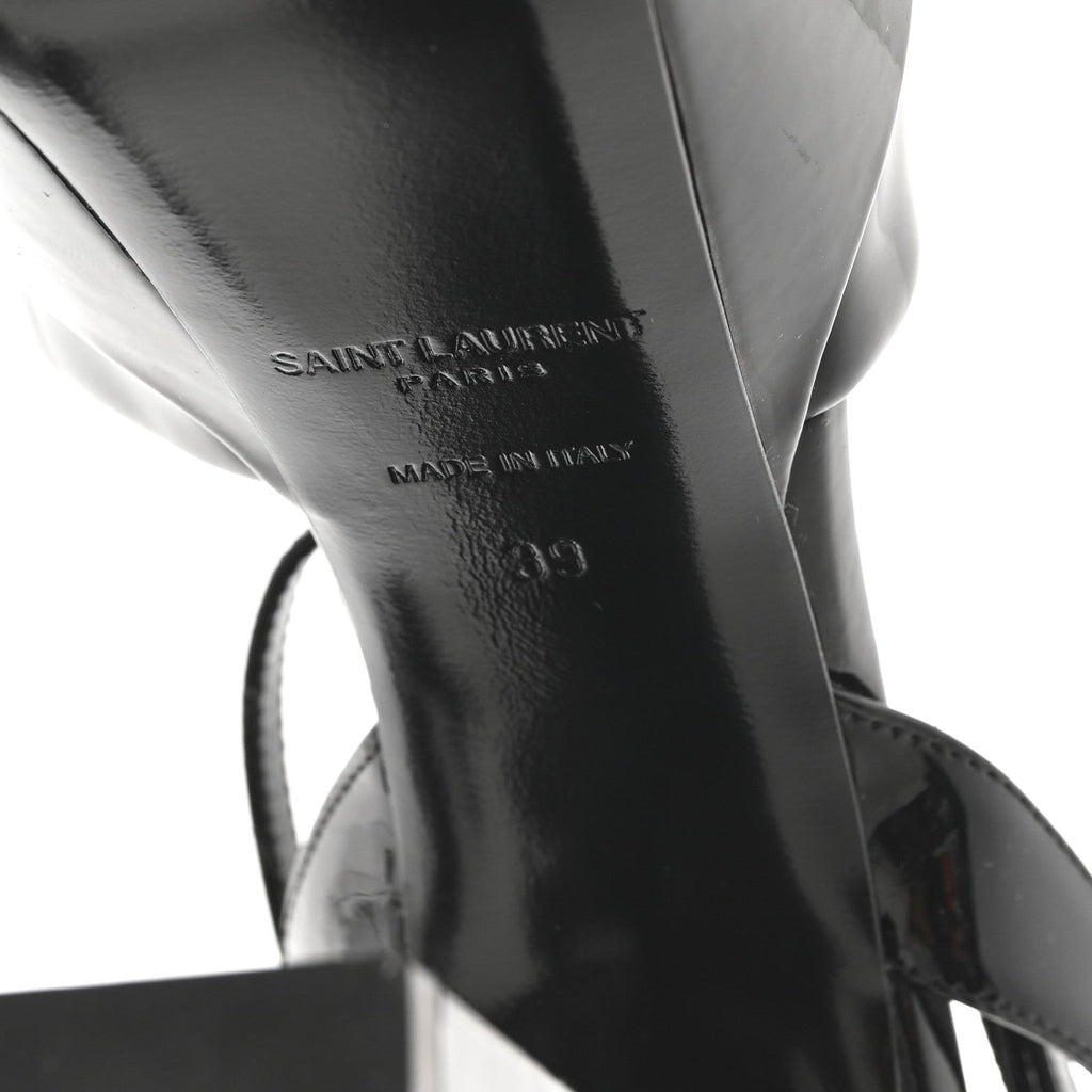 Saint Laurent Patent Leather Women's Grupy Sexy 95 Tanouk Platform Sandals 39 Black
